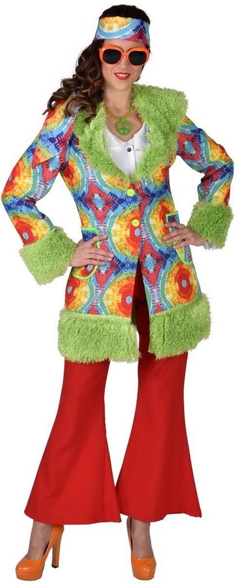 Hippie Kostuum | Kikker Bont Hippie Batik Jas Vrouw | XL | Carnaval kostuum | Verkleedkleding